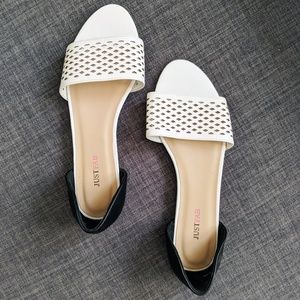 Justfab Tillie Black/White D'Orsay Flats (NWOB)
